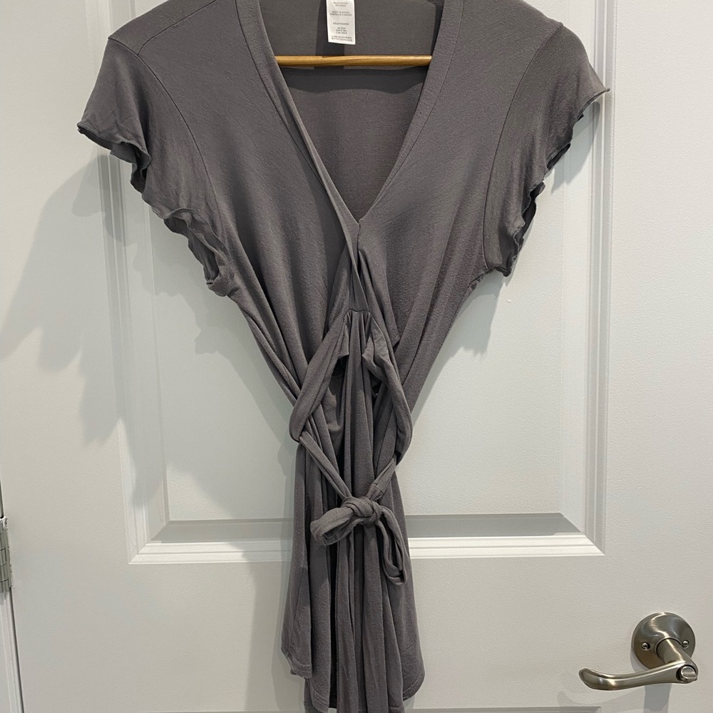 Gray Wrap Tie Top